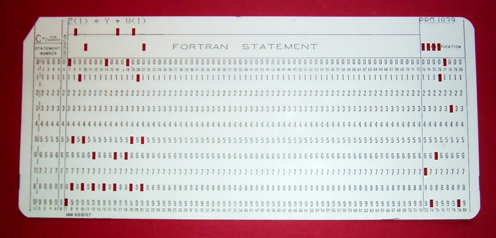 Example of a FORTRAN punched card