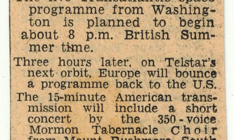 Telstar Will Tune US In To Kennedy Telstar Will Tune US In To Kennedy